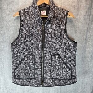 Wanna B Womens Vest Large Black White High Collar Sleeveless Pockets Outdoor